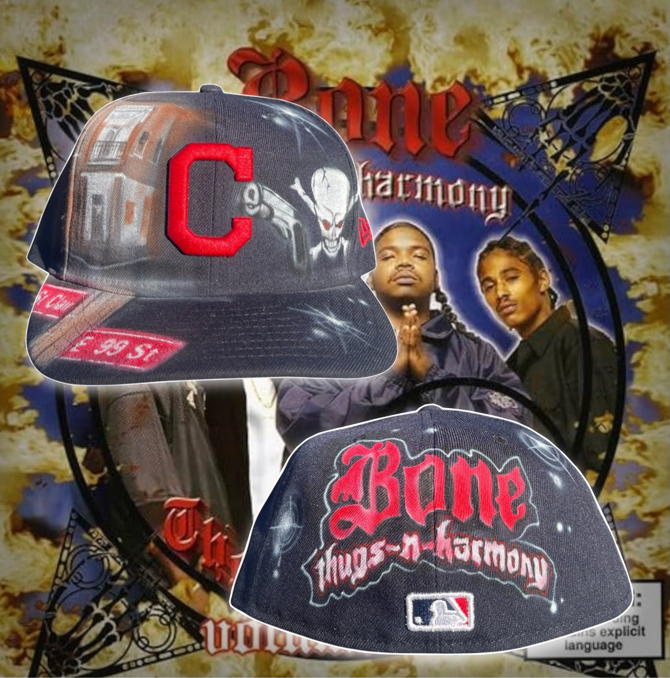 Bone Thugs n Harmony Airbrush Fitteds (Navy Blue)