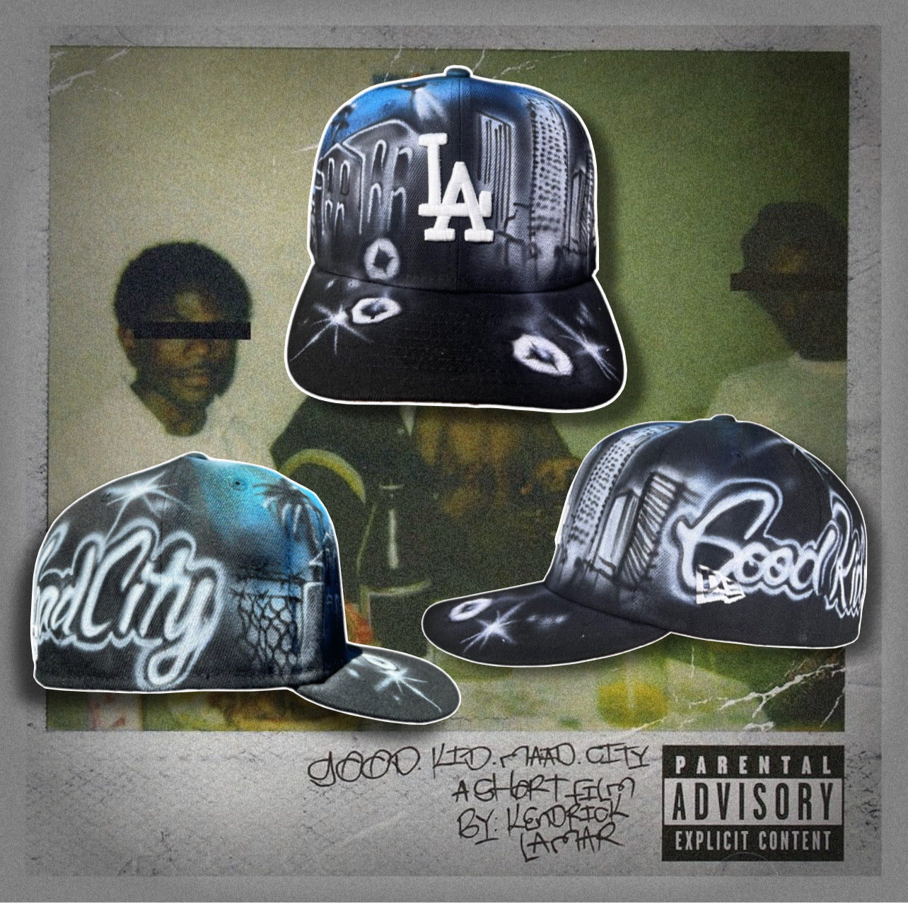 Black LA “Good Kid Maad City” Airbrush Fitted