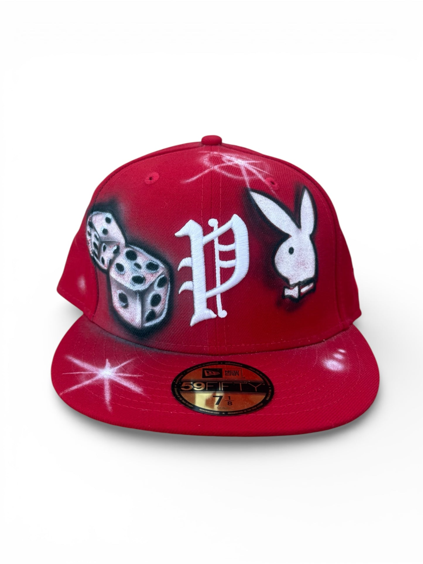 Size 7 1/8 Red Playboy Airbrush Fitted