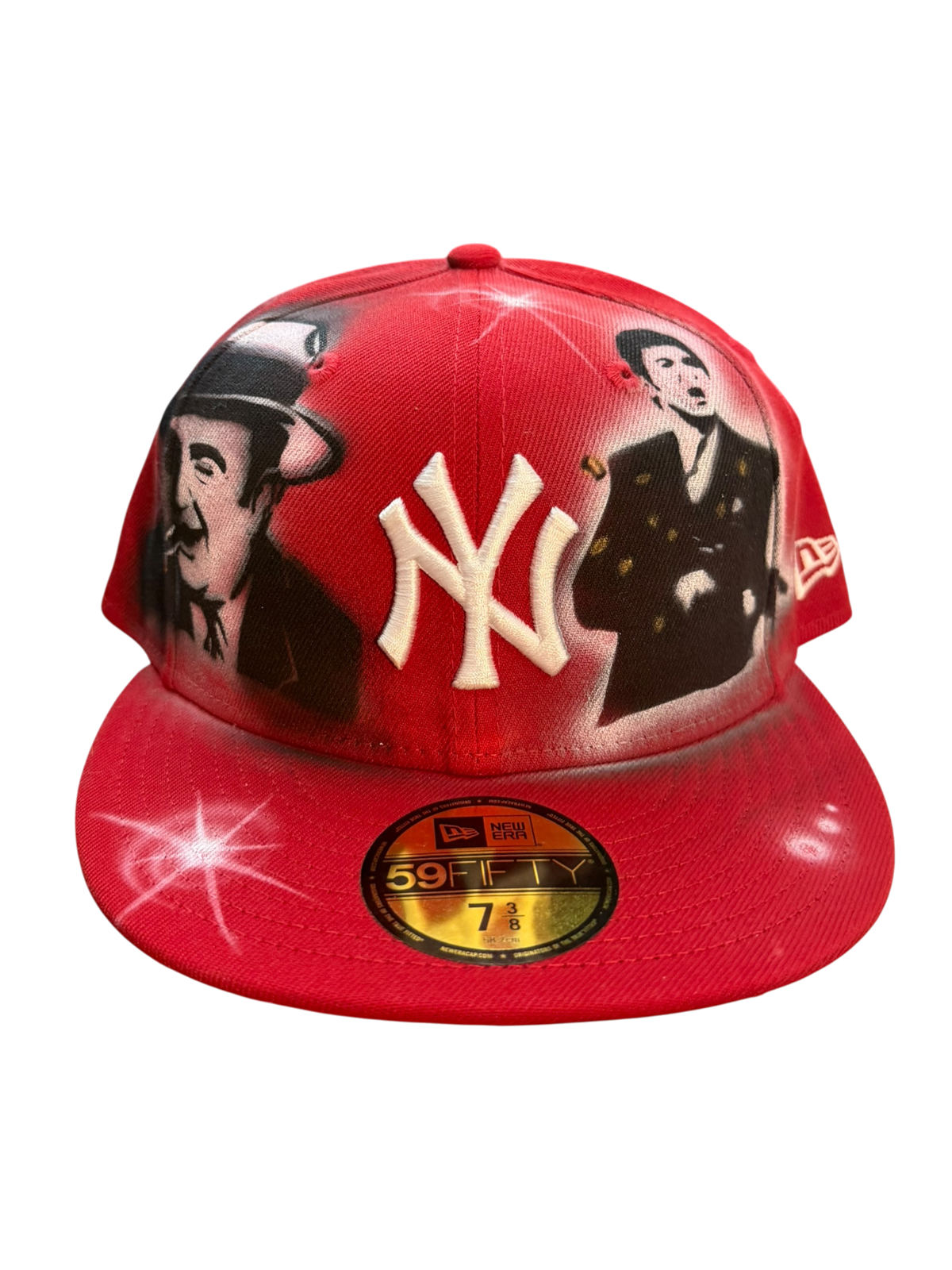 Size 7 3/8 Red NY Scarface/Capone Airbrush Fitted