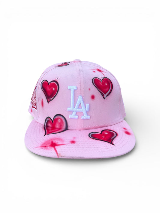 Size 7 1/8 LA Airbrush Hearts Fitted
