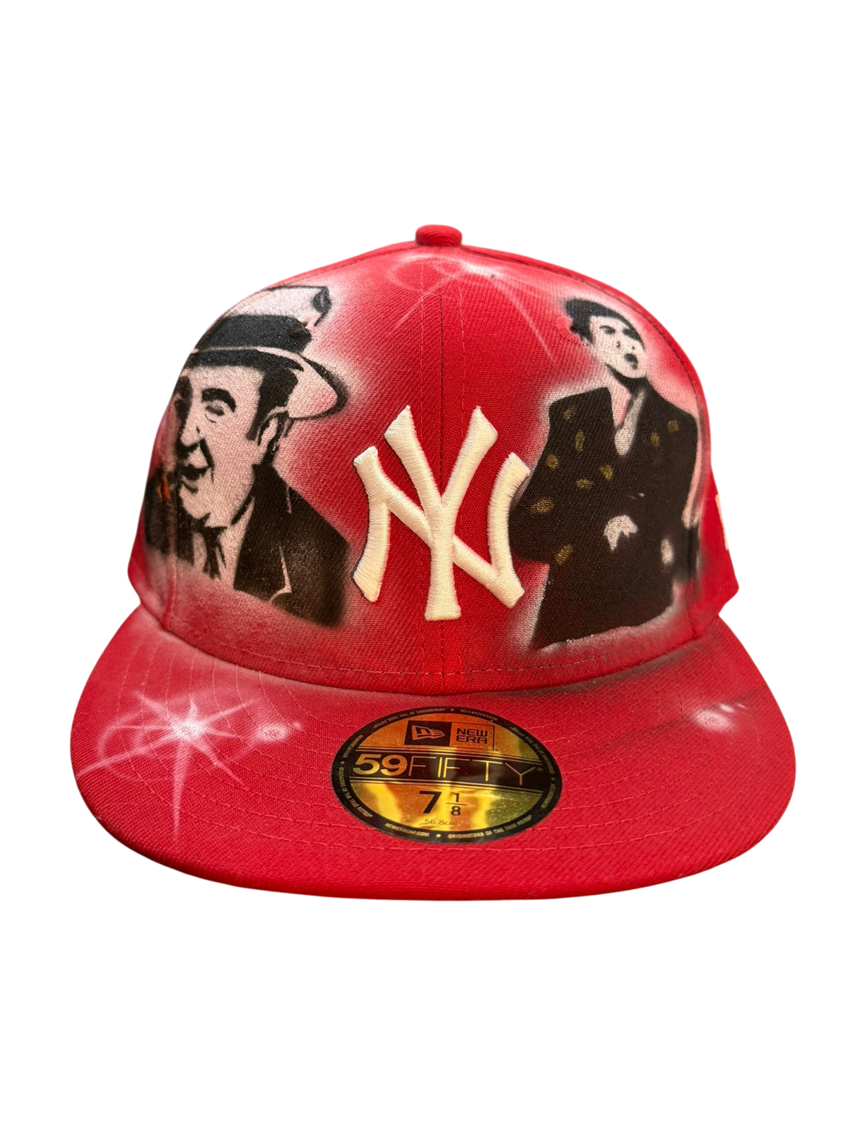 Size 7 1/8 Red NY Scarface/ Capone Airbrush Fitted