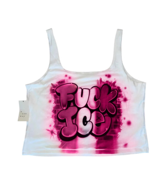 F**K ICE Women’s Airbrushed Crop Top (PINK)