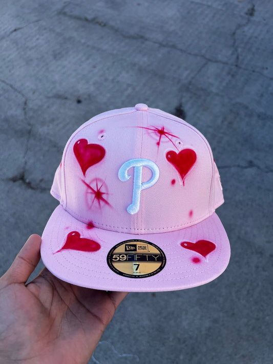 Size 7 Phillies Airbrush Hearts Fitted